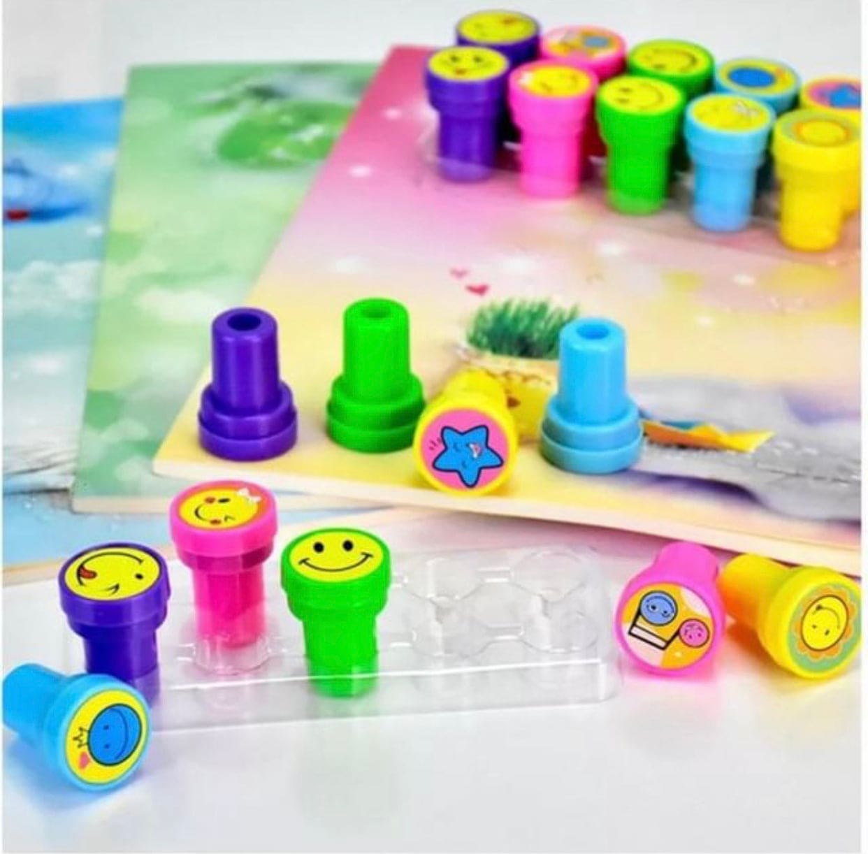 Set Of 10 Children Toy Stamps, Cartoon Smiley Face Seal For Scrapbooking Stamper, Painting Photo Cartoon Stamp For Kids Set Of 10 Children Toy Stamps, Cartoon Smiley Face Seal For Scrapbooking Stamper, Painting Photo Cartoon Stamp For Kids